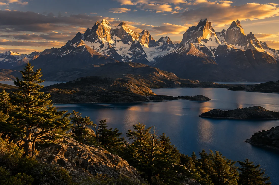 Paisaje de montaña y lago